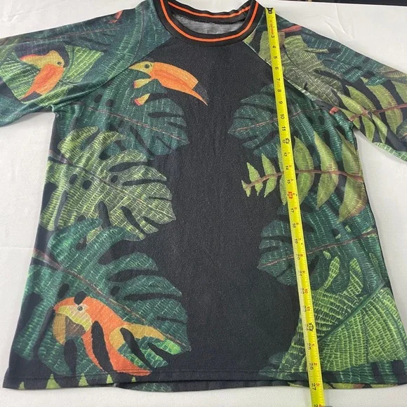 Farm Rio Printed Monstera Crew Neck Relaxed T Shirt Size Medium / Large - Picture 7 of 10